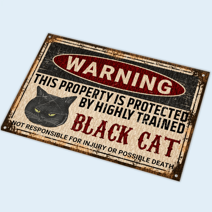 Highly Trained Black Cat Warning - Doormat - Owl Ohh