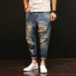 Brand Fashion Men Slim Fit Zipper Hip hop Holes Jeans