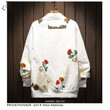 Men Jacket Casual Streetwear Baggy Tooling Flower Pattern Zipper Bomber Jacket