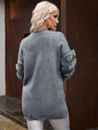 Women Drop Shoulder Contrast Faux Fur Cardigan