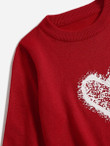 Women 1pc Heart Pattern Crew Neck Sweater