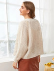 Women Solid Cable Knit Button Up Cardigan