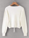 Ruched Drawstring V-Neck Solid Sweater