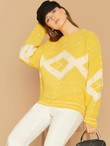 Drop Shoulder Geo Pattern Sweater