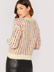 Rainbow Color Boucle Knit Insert Fuzzy Sweater
