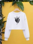 Women RaddishRoot Strawberry Print Drop Shoulder Crop Sweatshirt