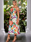 Women Floral Print Drape Detail Cami Dress