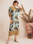 Women Floral Print Colorblock Tunic Dress