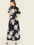 Floral Print Wrap Knotted Dress