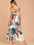 Button Through Tropical Print Maxi Dress