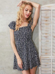 Women Simplee Lace Up Back Ditsy Floral Print Dress