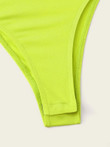 Neon Lime Letter Print Contrast Trim Double Strappy Bodysuit