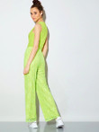 Neon Lime Drawstring Waist Sequin Detail Lace Pants