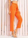 Neon Orange Pleated Detail Belted Tapered Pants