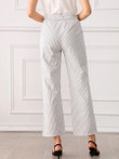 Striped Print Belted Straight Leg Pants