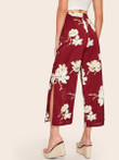 Women Floral Print Split Side Pants