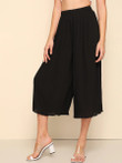 Solid Pleated Wide Leg Pants