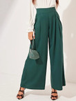 Solid Boxy Pleated Wide Leg Pants