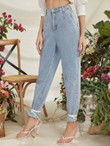 Women Light Wash Jeans Without Knot