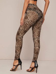 High Waist Leopard Mesh Sheer Leggings