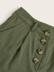 Women Buttoned Front Slant Pocket Shorts