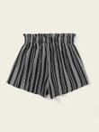 Women Paperbag Waist Striped Shorts