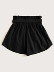 Women Paperbag Waist Belted Double Button Shorts