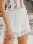 Women Simplee Lace Overlay Wide Leg Shorts
