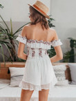 Women Simplee Lace Overlay Wide Leg Shorts