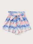 Women Paperbag Waist Tie Dye Shorts
