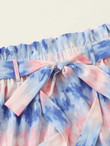 Women Paperbag Waist Tie Dye Shorts