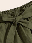 Women Paper Bag Waist Wide Leg Belted Shorts