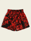 Women Shirred Waist Floral Print Shorts
