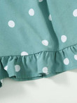 Women Polka Dot Fold Pleated Front Ruffle Hem Shorts