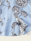 Women Floral & Striped Print Belted Paper Bag Shorts