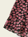 Women Floral Print Ruffle Hem Shorts