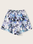 Women Tropical Print Self Tie Shorts