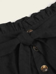 Women Paperbag Waist Belted Buttoned Shorts