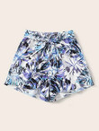 Women Tropical Print Self Tie Shorts