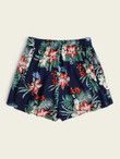 Women Floral & Tropical Print Belted Shorts