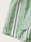 Women Striped Tie Front Paperbag Waist Shorts