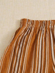 Women Fringe Lace Hem Striped Shorts