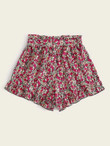 Women Ditsy Floral Ruffle Hem Belted Shorts