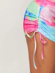 Women Tie Dye Side Drawstring Detail Shorts