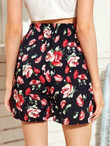 Women Tie Front Floral Print Shorts
