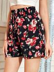 Women Tie Front Floral Print Shorts