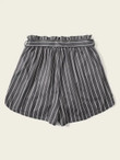 Women Paper Bag Waist Vertical Striped Belted Shorts