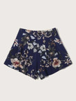 Women Floral Print Elastic Waist Shorts