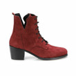 Women Maroon Lace Up Leather Ankle Boots