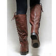 Women Knee High Boots Sexy Lace Up Flat Heel Motocycle Boots Top Brand Design
